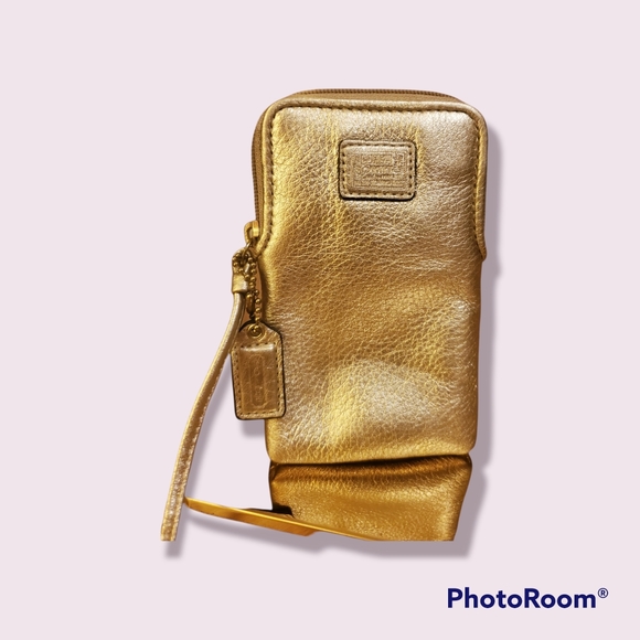 Coach Legacy Gold Glitter/Metallic Leather Small Wristlet - Picture 3 of 6